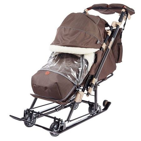 Санки-коляска Nika Ника детям 7-8К (НД7-8К) В ёлочку коричневые