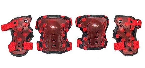 Комплект защиты Safety Line 300 (Колени, локти, перчатки) Черно Красная