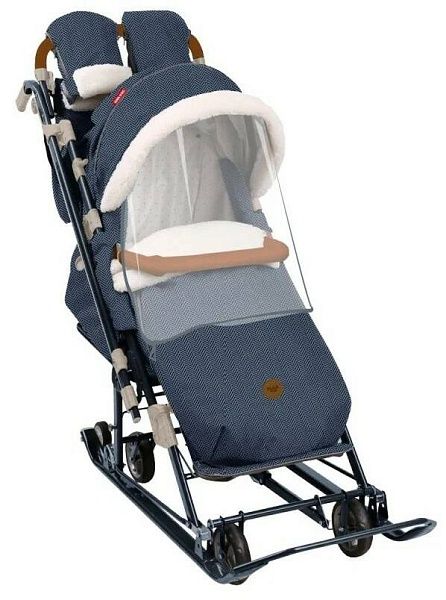 Санки-коляска Nika Ника Детям 7-8К (НД7-8К) В ёлочку синие