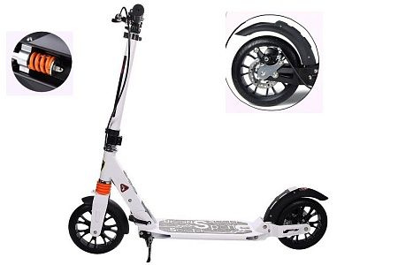 Городской самокат Scooter Urban с дисковым тормозом (Белый)